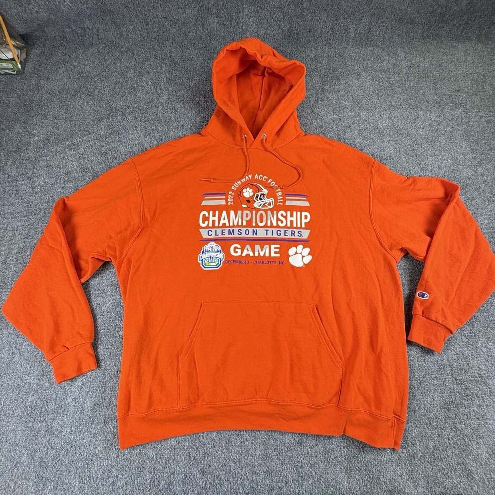 Champion Clemson Tigers Hoodie Men's 2XL Orange 2022 ACC Football Championship